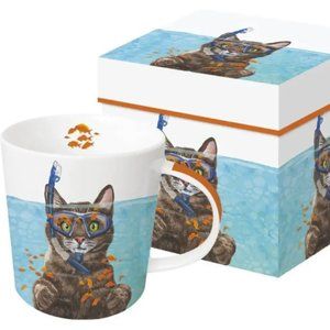NEW in Box BPAPERPRODUCTS Design PPD Art Cousteau Cat New Bone China Mug Cup